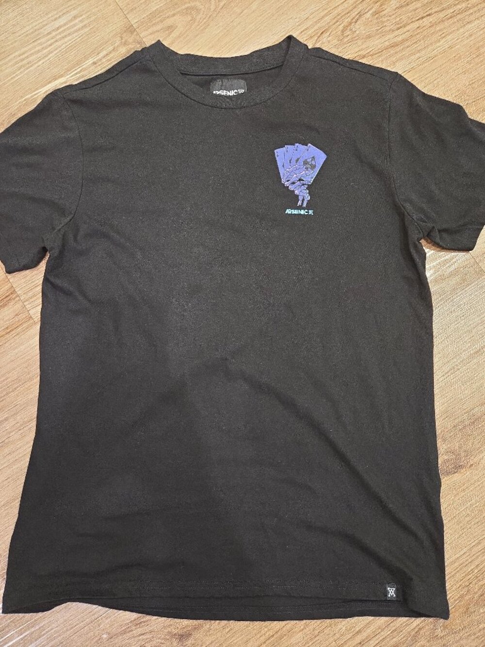 Arsenic Graphic Print T-Shirt Men's Large Black Purple Aces